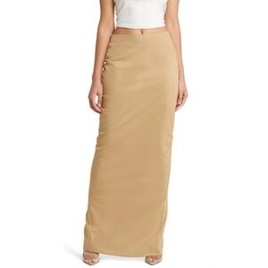 Naked Wardrobe Khaki Maxi Skirt Medium Nude Beige Tan Far From Casual Skirt